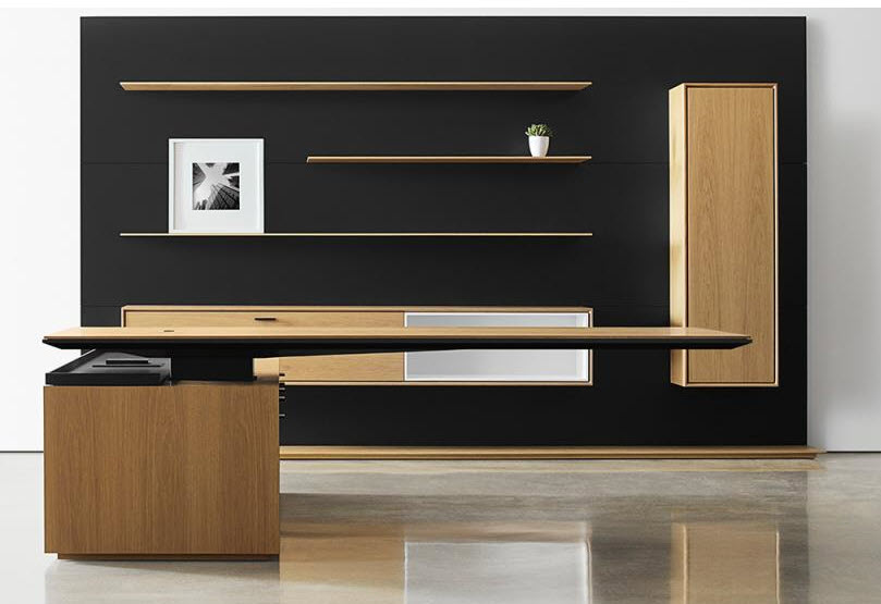 Executive Desk - Height Adjustable Work Surface - Cantilevered from column